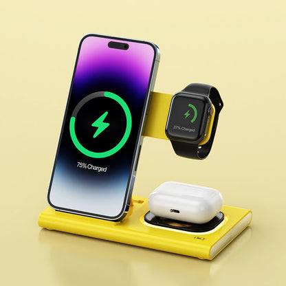 15W 3-in-1 Wireless Charging Station with Magnetic Desktop Night Light and Fast Charging Stand for iWatch - Customizable Gift Option