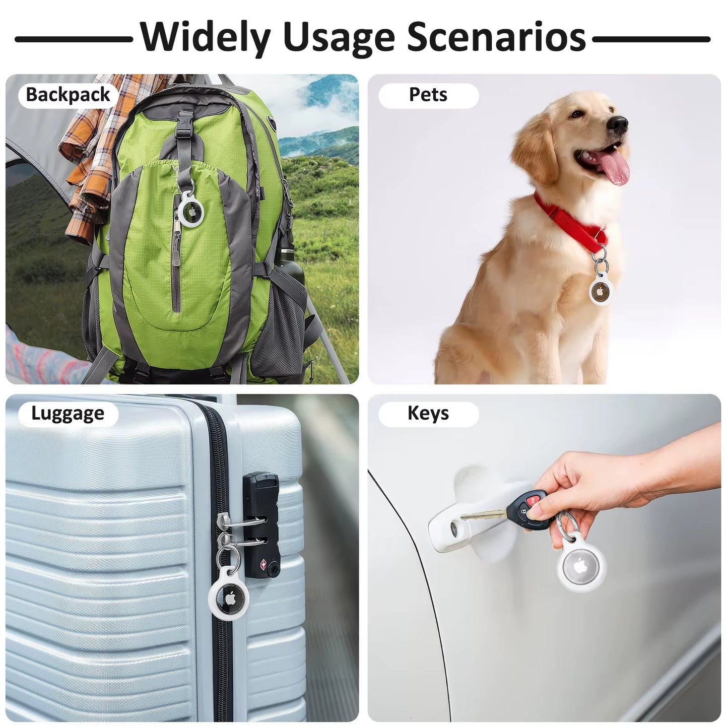 TPU Protective Cover for Apple AirTag with Keychain - Anti-Scratch Sleeve and Holder Accessories