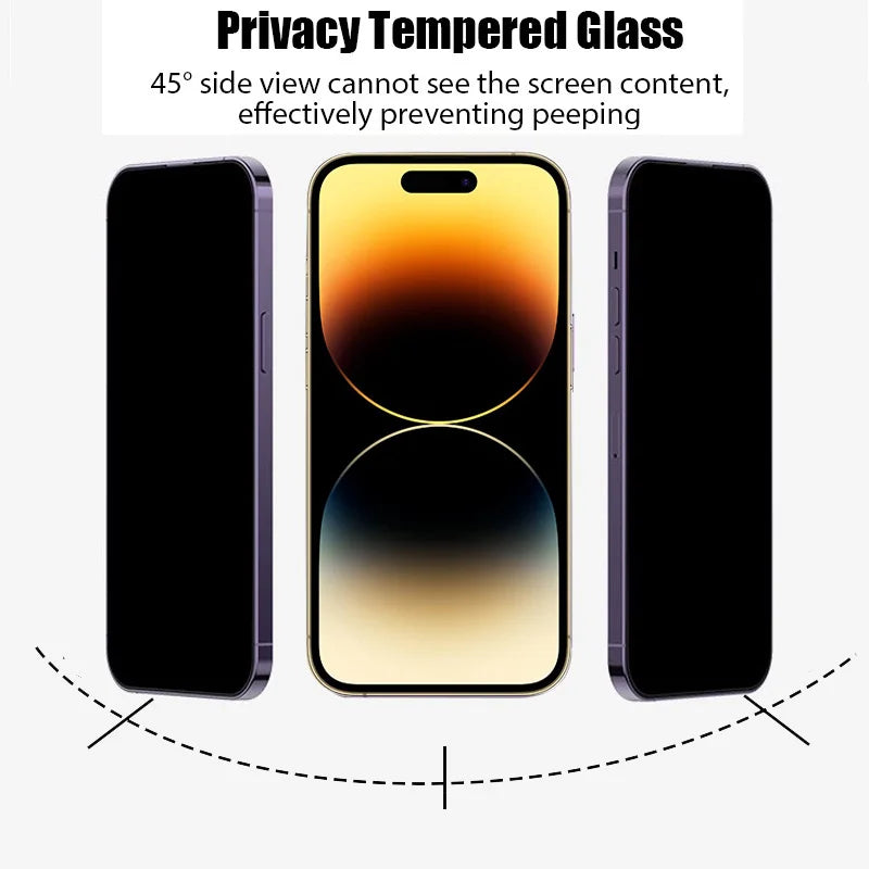 Privacy Tempered Glass Screen Protector for iPhone 11, 12, 13, 14, 15, 16, and Pro Max Models
