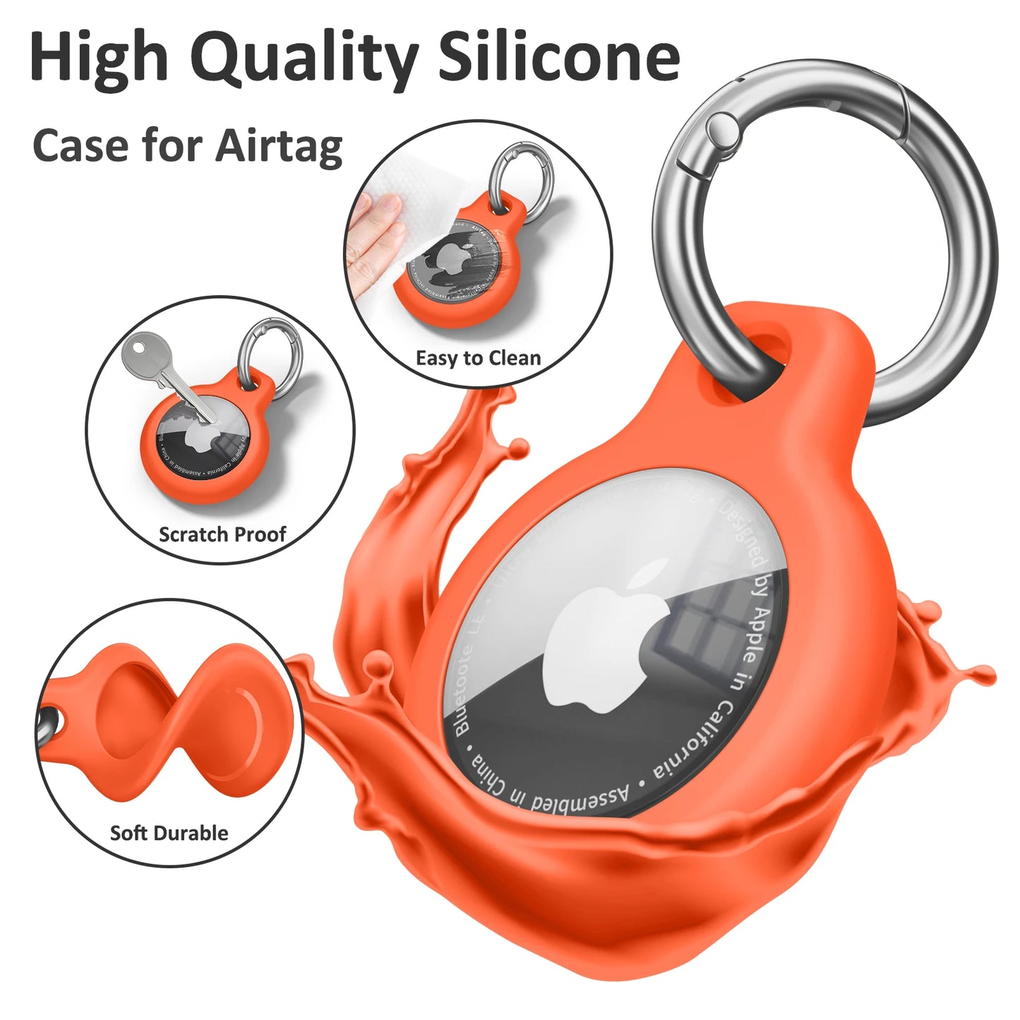TPU Protective Cover for Apple AirTag with Keychain - Anti-Scratch Sleeve and Holder Accessories