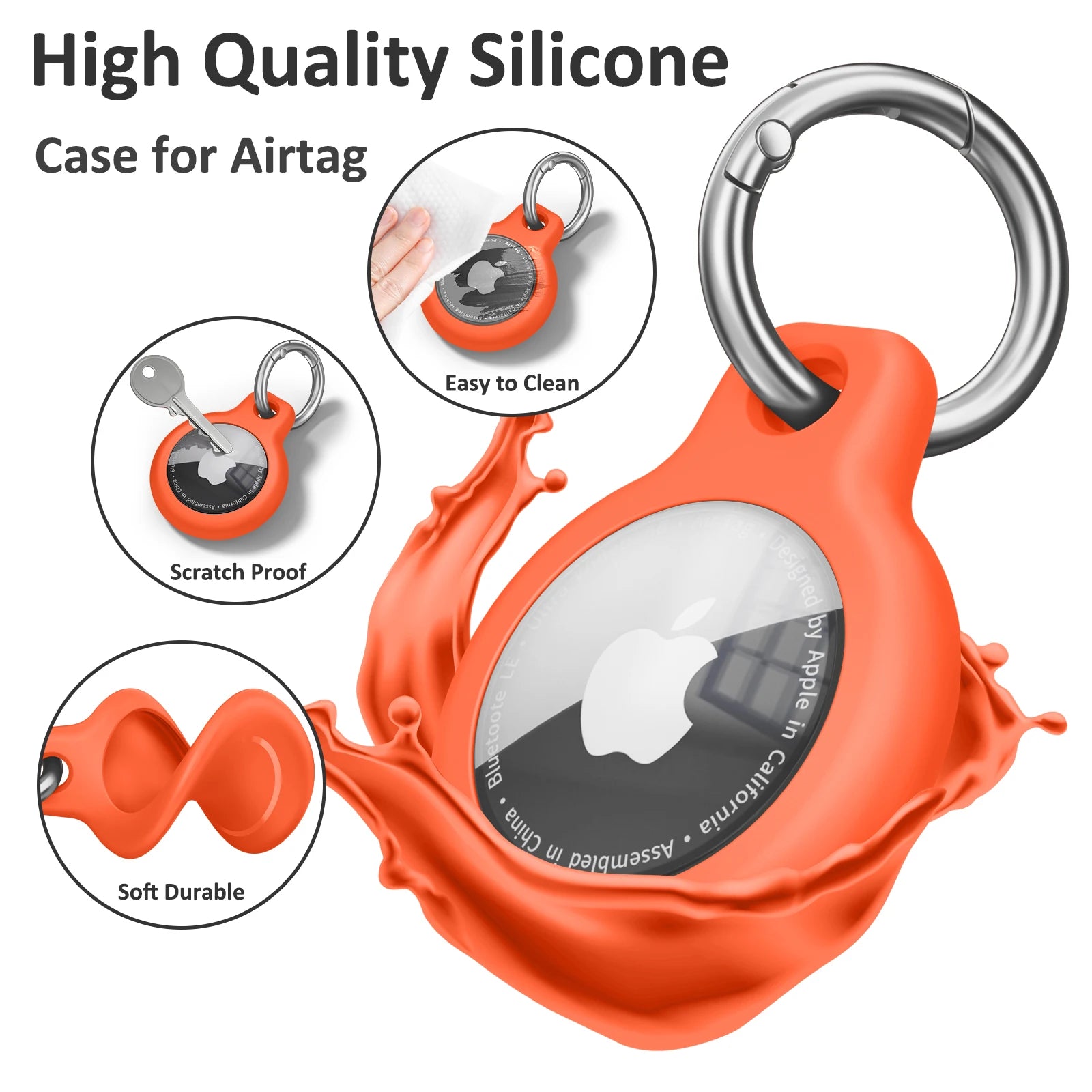 TPU Protective Cover for Apple AirTag with Keychain - Anti-Scratch Sleeve and Holder Accessories