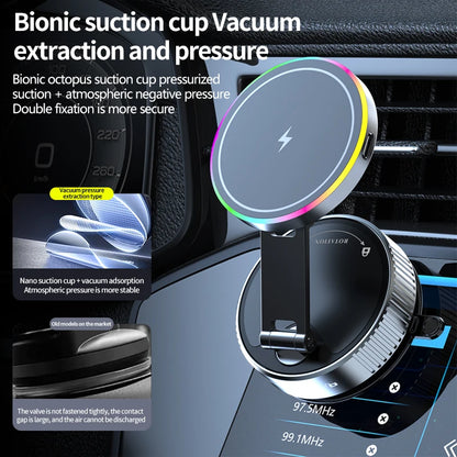 15W Magnetic Wireless Car Charger with Vacuum Adsorption Dashboard Mount for Tesla MagSafe Compatible with iPhone 16, 15, 14, 13, 12
