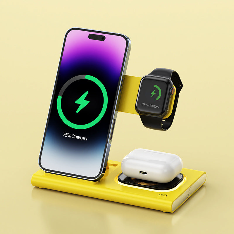 15W 3-in-1 Wireless Charging Station with Magnetic Desktop Night Light and Fast Charging Stand for iWatch - Customizable Gift Option