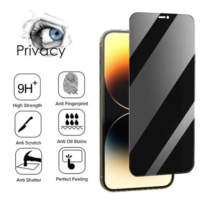 Privacy Tempered Glass Screen Protector for iPhone 11, 12, 13, 14, 15, 16, and Pro Max Models