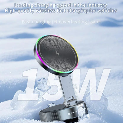 15W Magnetic Wireless Car Charger with Vacuum Adsorption Dashboard Mount for Tesla MagSafe Compatible with iPhone 16, 15, 14, 13, 12