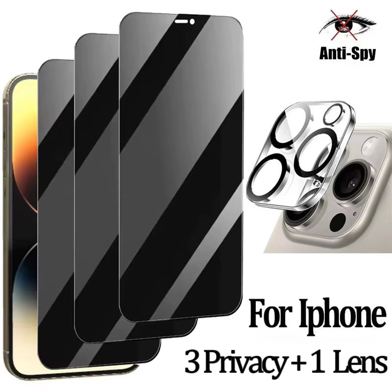 Privacy Tempered Glass Screen Protector for iPhone 11, 12, 13, 14, 15, 16, and Pro Max Models