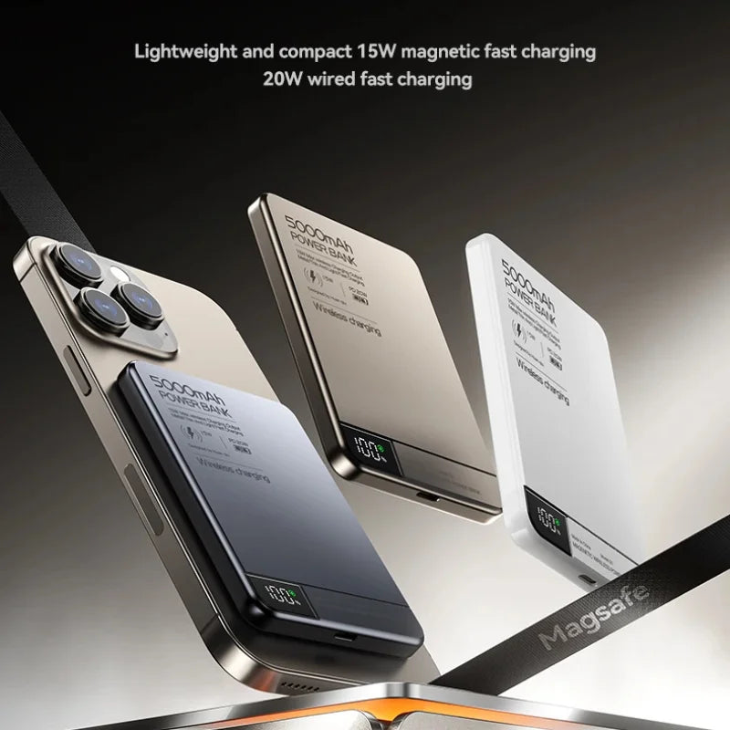 10000Mah Magnetic Power Bank Qi 2 Wireless Charger PD20W Super Fast Charging for Magsafe Powerbank for Iphone Samsung
